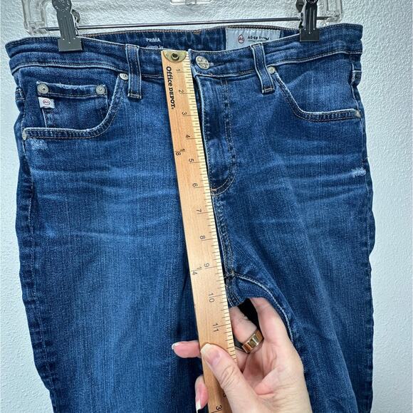 AG Medium Dark Wash Prima Cigarette Leg Whiskered Jeans 30R - Picture 12 of 13